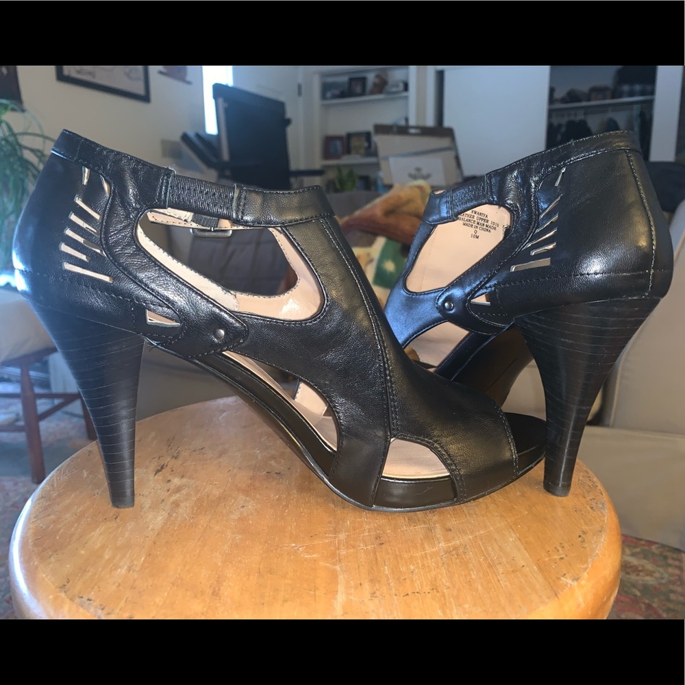 Nine West 4 inch Black Leather Heels